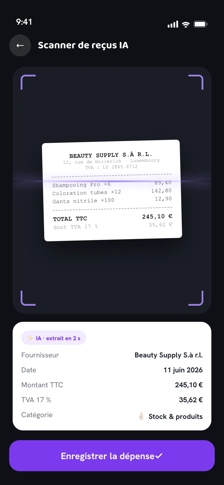 Scanner de reçus IA