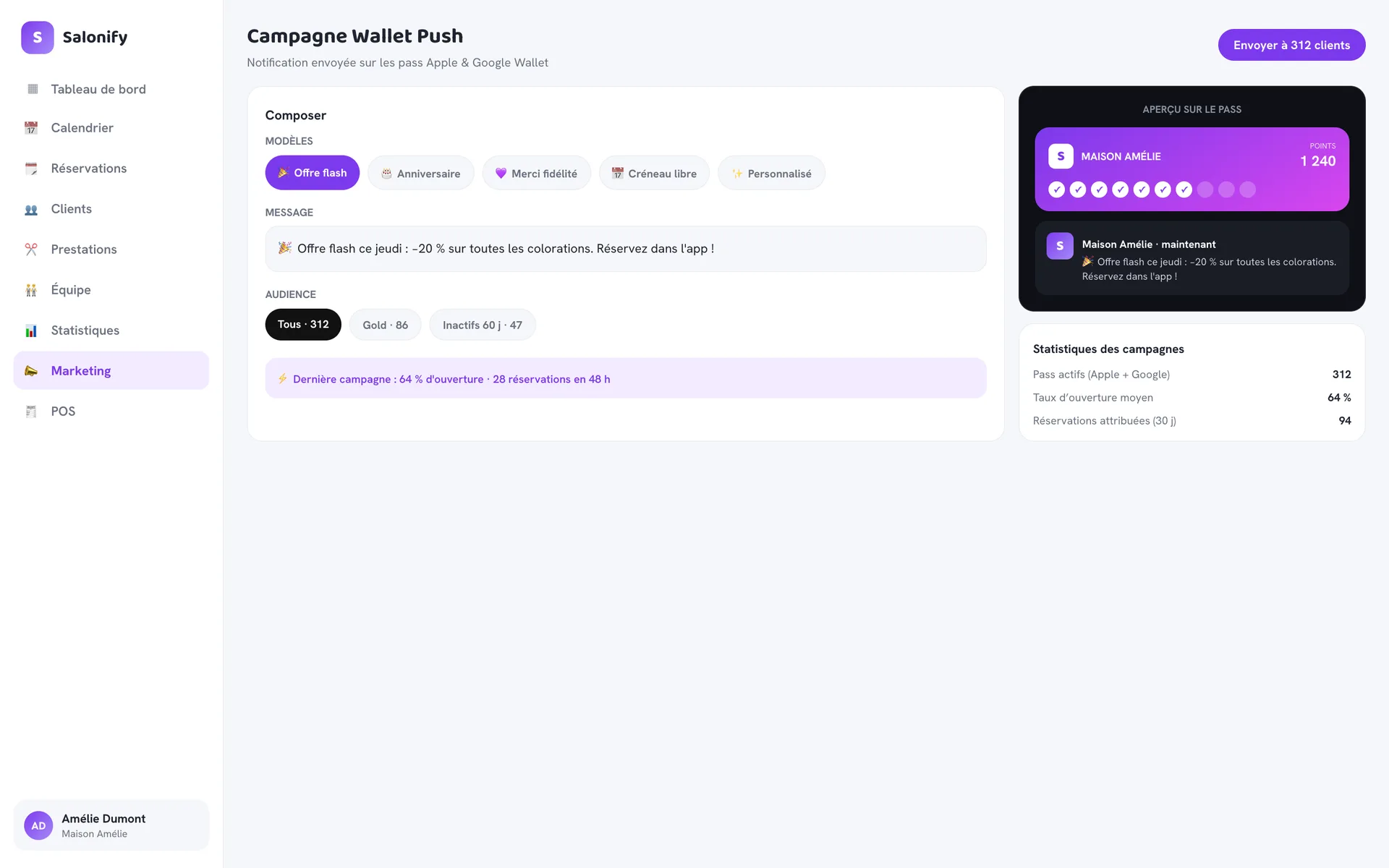 Campagnes Wallet Push
